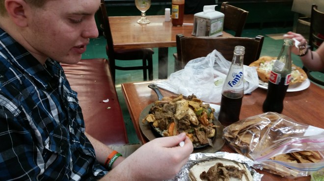 Humongous plate of meat.  We took it home for another whole meal.