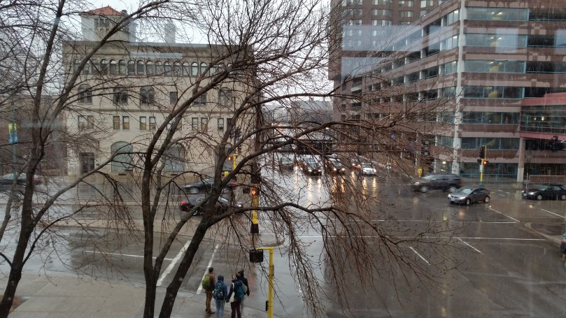 streets of Minneapolis from the skyway (yes it rained)