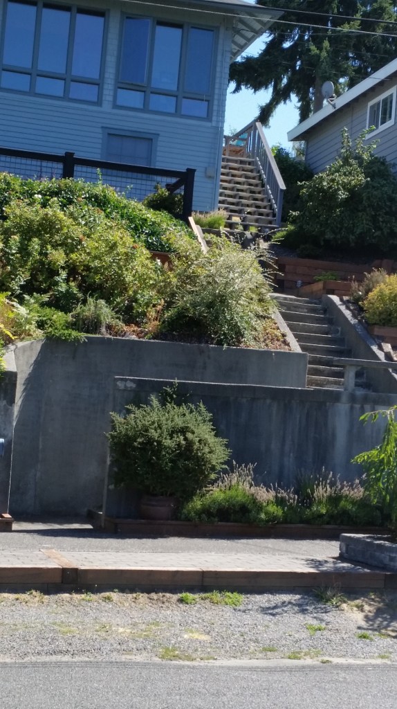 Seriously, some residents park on the street and climb up to their houses...
