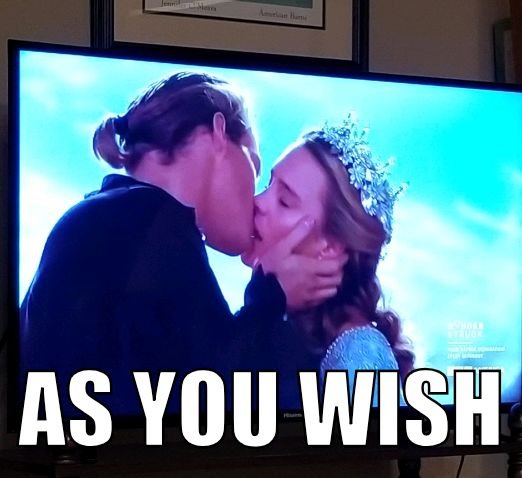 Wesley and Buttercup kissing, eeww!